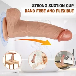 9 Inch Realistic Dildo, Thick Silicone Dildos with Strong Suction Cup for Hands-Free and Anal Play， Realistic Huge Penis for G-S