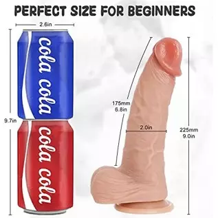 9 Inch Realistic Dildo, Thick Silicone Dildos with Strong Suction Cup for Hands-Free and Anal Play， Realistic Huge Penis for G-S