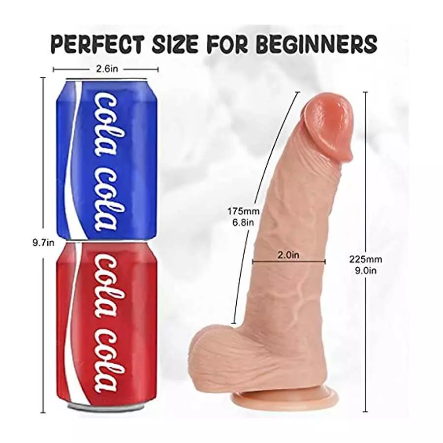 9 Inch Realistic Dildo, Thick Silicone Dildos with Strong Suction Cup for Hands-Free and Anal Play， Realistic Huge Penis for G-S
