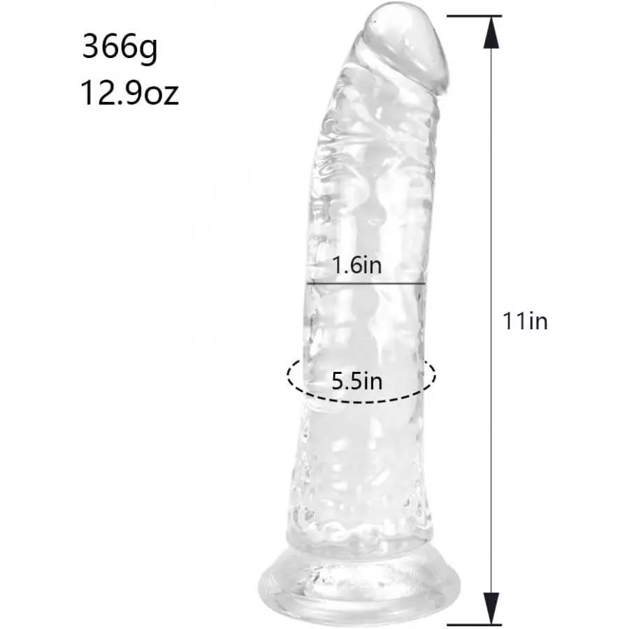 10 Inch Big Clear Realistic Dildo for Sex Women's, Body-Safe Material Lifelike Large Penis with Strong Suction Cup for Hands-Fre