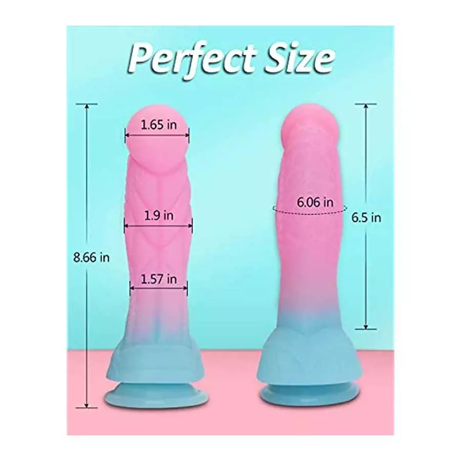 Realistic Luminous Dildo for Woman - 8.6'' Sex Toy with Strong Suction Cup for Hand-Free Play, Big Dildo for Masturbation, Silic