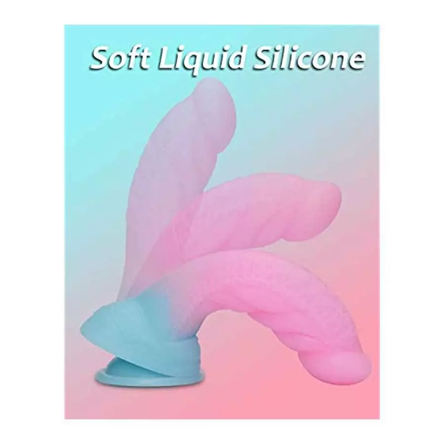 Realistic Luminous Dildo for Woman - 8.6'' Sex Toy with Strong Suction Cup for Hand-Free Play, Big Dildo for Masturbation, Silic