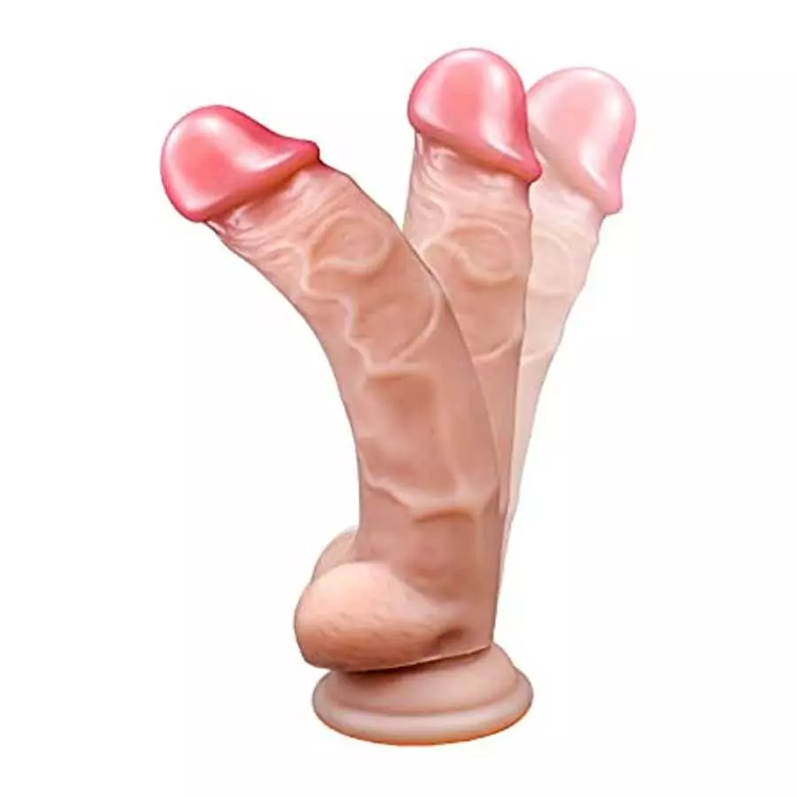 7.3in Realistic Dildo for Beginners, Textured Silicone G-spot Dildo Anal Cock Deep Throat Training with Suction Cup for Hands-Fr