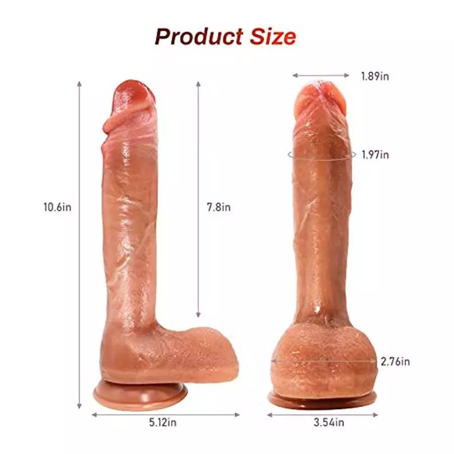 10 Inch Realistic Silicone Dildo with Strong Suction Cup Hands-Free Play Huge Realistic Penis Anal Toy Body-Safe Soft Dildos Lif