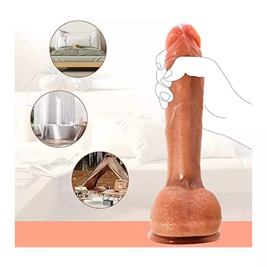 10 Inch Realistic Silicone Dildo with Strong Suction Cup Hands-Free Play Huge Realistic Penis Anal Toy Body-Safe Soft Dildos Lif