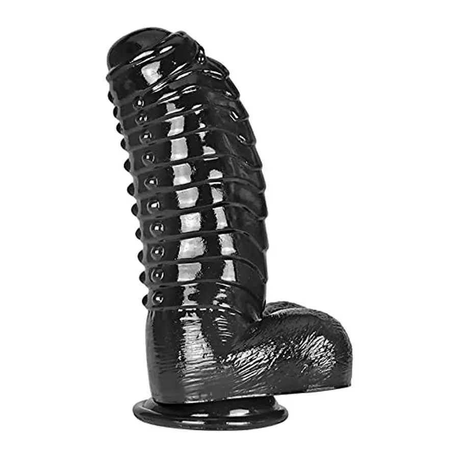 Taoheo Realistic Dildo Anal Dildo with Suction Cup 11.8''X3.94'' Black