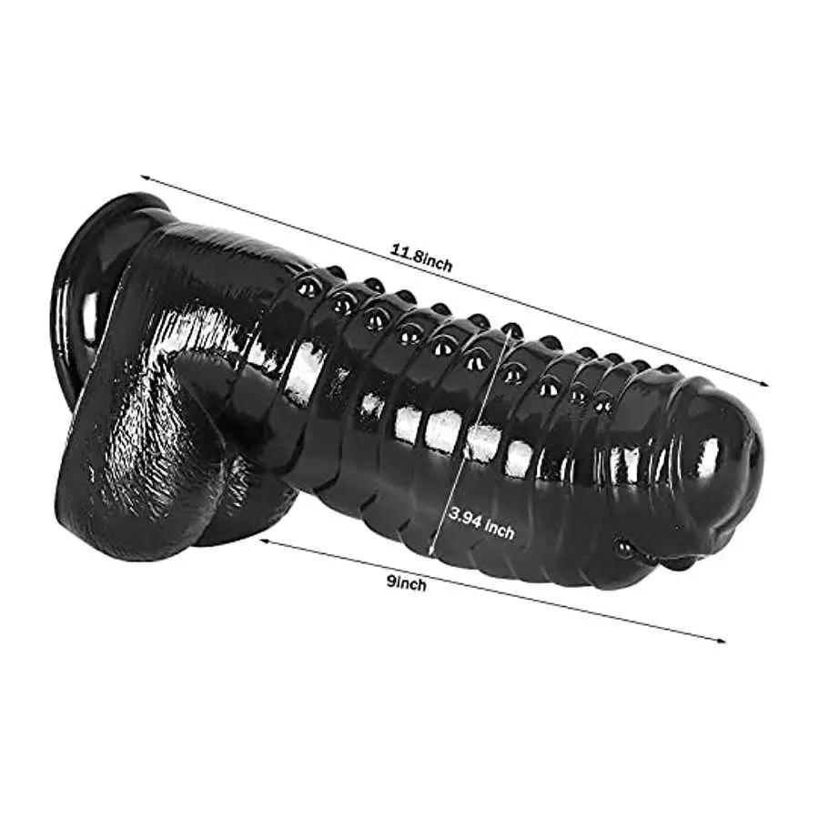 Taoheo Realistic Dildo Anal Dildo with Suction Cup 11.8''X3.94'' Black