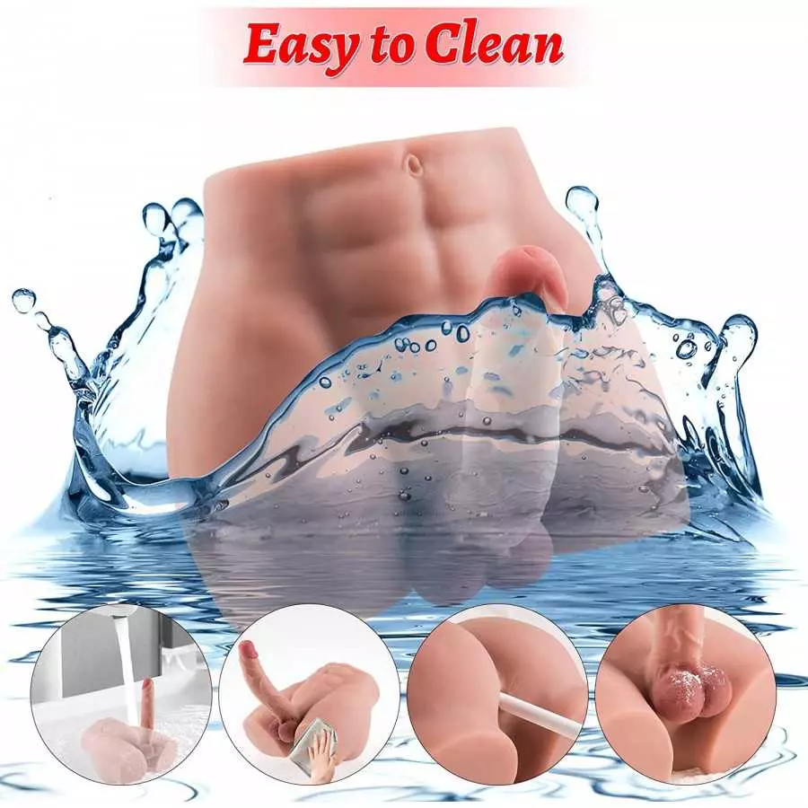 Torso Male Sex Doll with Flexible Dildo Realistic Sex Huge Cock, Men Sex Dolls for Women Tight Anal Hole 8.3 in Cock for Female