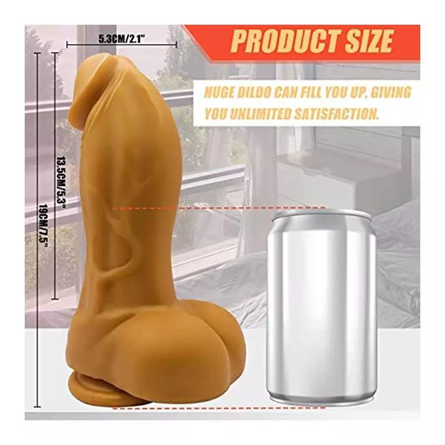 Realistic G-Spot Dildo，7.5" High/2.1'' Diameter Huge Thick Monster Silicone Realistic Dildo with Suction Cup,Soft Lifelike Thick