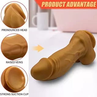 Realistic G-Spot Dildo，7.5" High/2.1'' Diameter Huge Thick Monster Silicone Realistic Dildo with Suction Cup,Soft Lifelike Thick