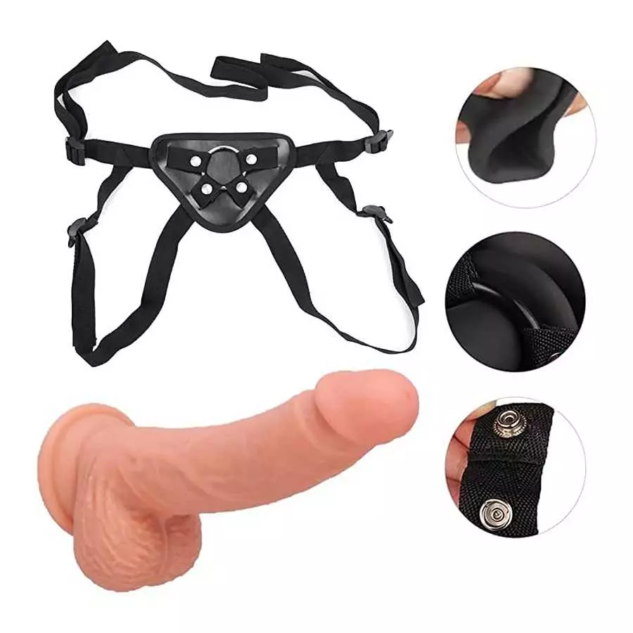 Strap On Realistic Dildo Wearable Sex Toy for Couple Pegging Women Lesbian Silicone Dildo for Sex Gift, Fetish Fantasy Sex Strap