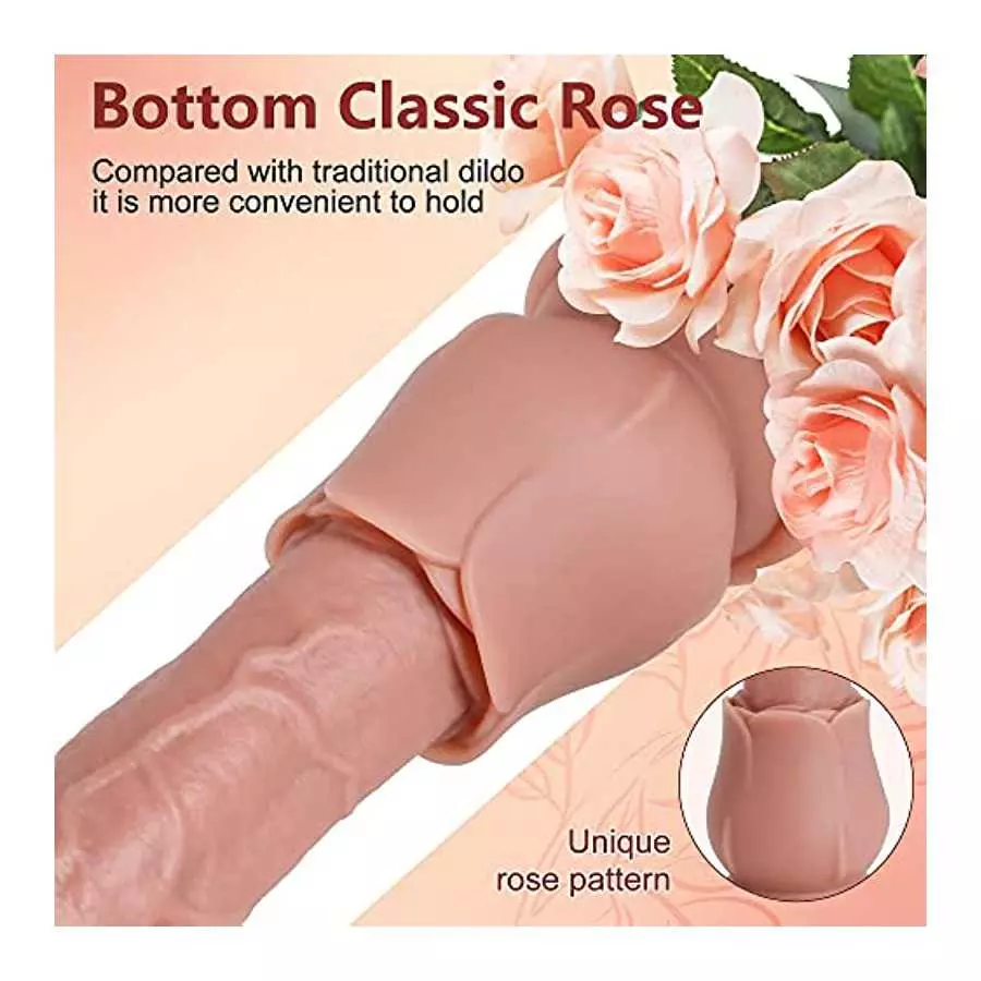 Acvioo Rose Realistic Dildo G-Spot Dildos with Strong Suction Cup for Hands-Free Play Soft Liquid Silicone Fake Penis Deep Throa