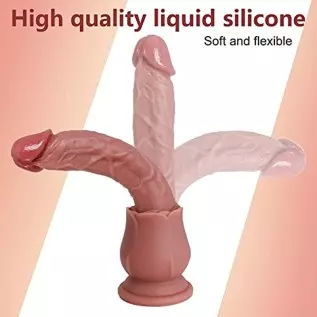 Acvioo Rose Realistic Dildo G-Spot Dildos with Strong Suction Cup for Hands-Free Play Soft Liquid Silicone Fake Penis Deep Throa