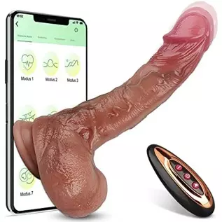 Realistic Dildo Sex Toy with 9 Thrusting & Vibrating Modes, G Spot Vibrator with App & Remote Control, Heating Dildo for Women V