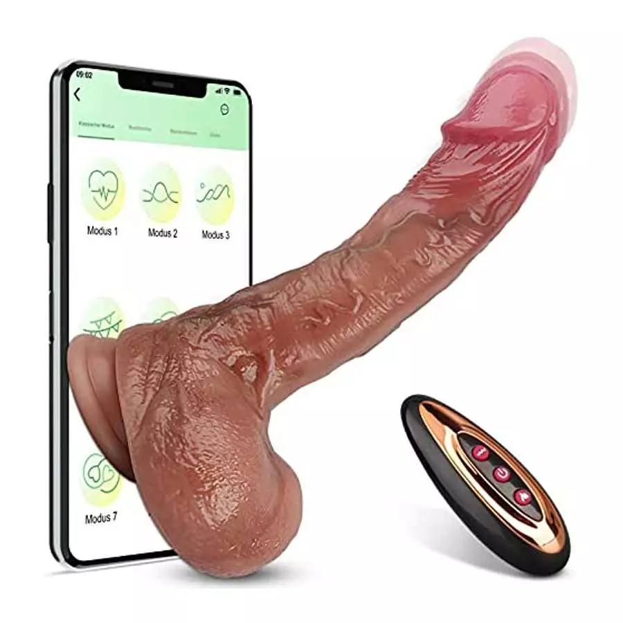 Realistic Dildo Sex Toy with 9 Thrusting & Vibrating Modes, G Spot Vibrator with App & Remote Control, Heating Dildo for Women V Realistic Dildo Sex Toy with 9 Thrusting & Vibrating Modes, G Spot Vibrator with App & Remote Control, Heating Dildo for Women V