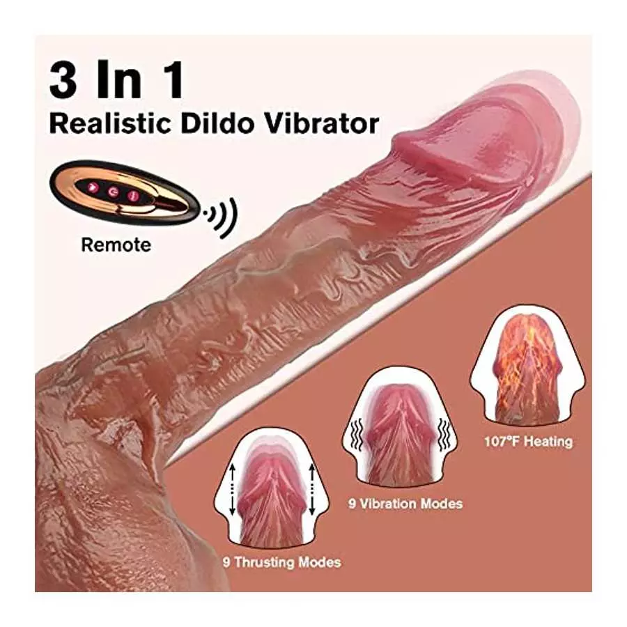 Realistic Dildo Sex Toy with 9 Thrusting & Vibrating Modes, G Spot Vibrator with App & Remote Control, Heating Dildo for Women V