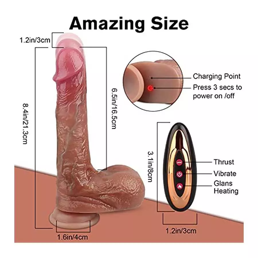 Realistic Dildo Sex Toy with 9 Thrusting & Vibrating Modes, G Spot Vibrator with App & Remote Control, Heating Dildo for Women V