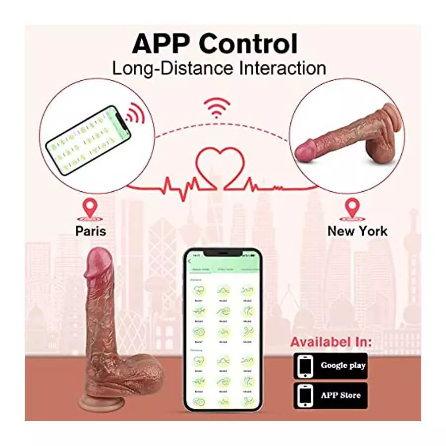 Realistic Dildo Sex Toy with 9 Thrusting & Vibrating Modes, G Spot Vibrator with App & Remote Control, Heating Dildo for Women V