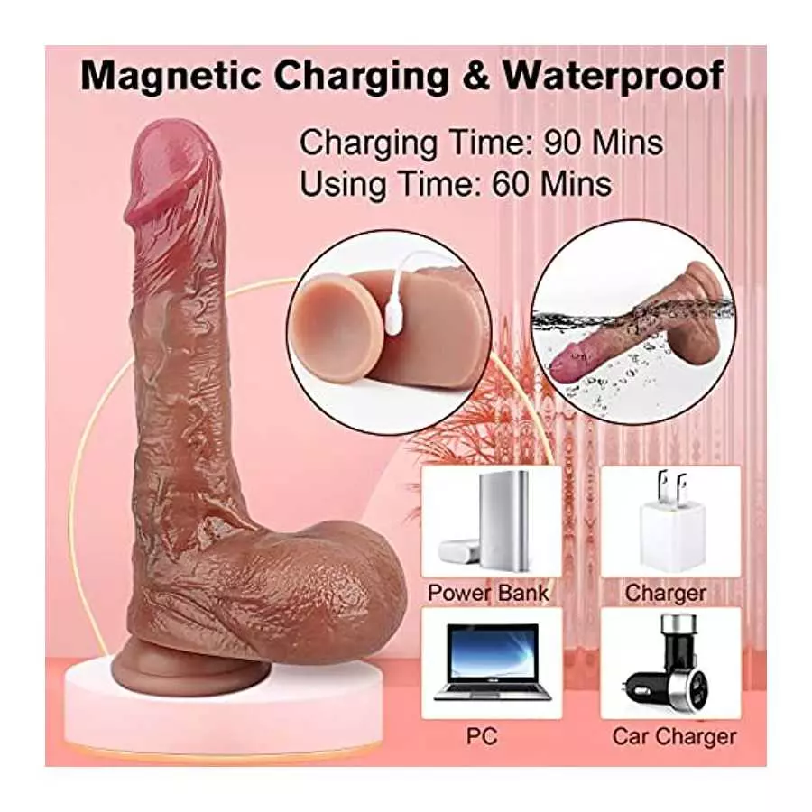 Realistic Dildo Sex Toy with 9 Thrusting & Vibrating Modes, G Spot Vibrator with App & Remote Control, Heating Dildo for Women V