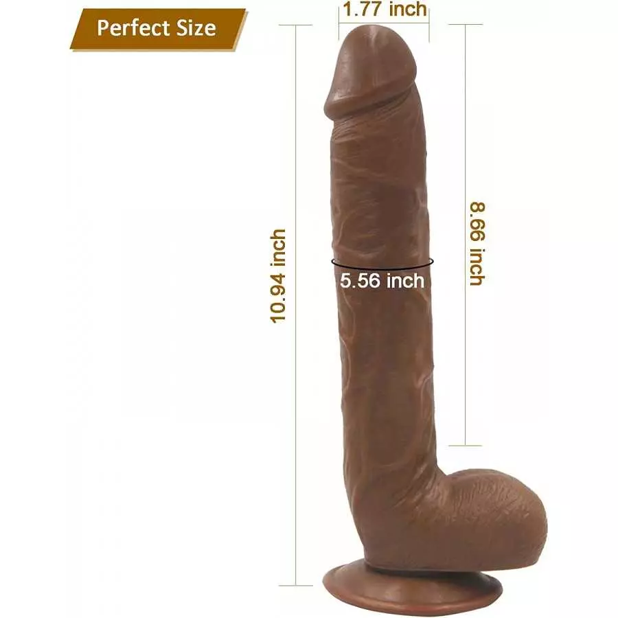 Realistic Dildo Strong Suction Cup, Ultra-Soft Dildos for Hands-Free, Huge Dildo Adult Toy,10 Inch Black