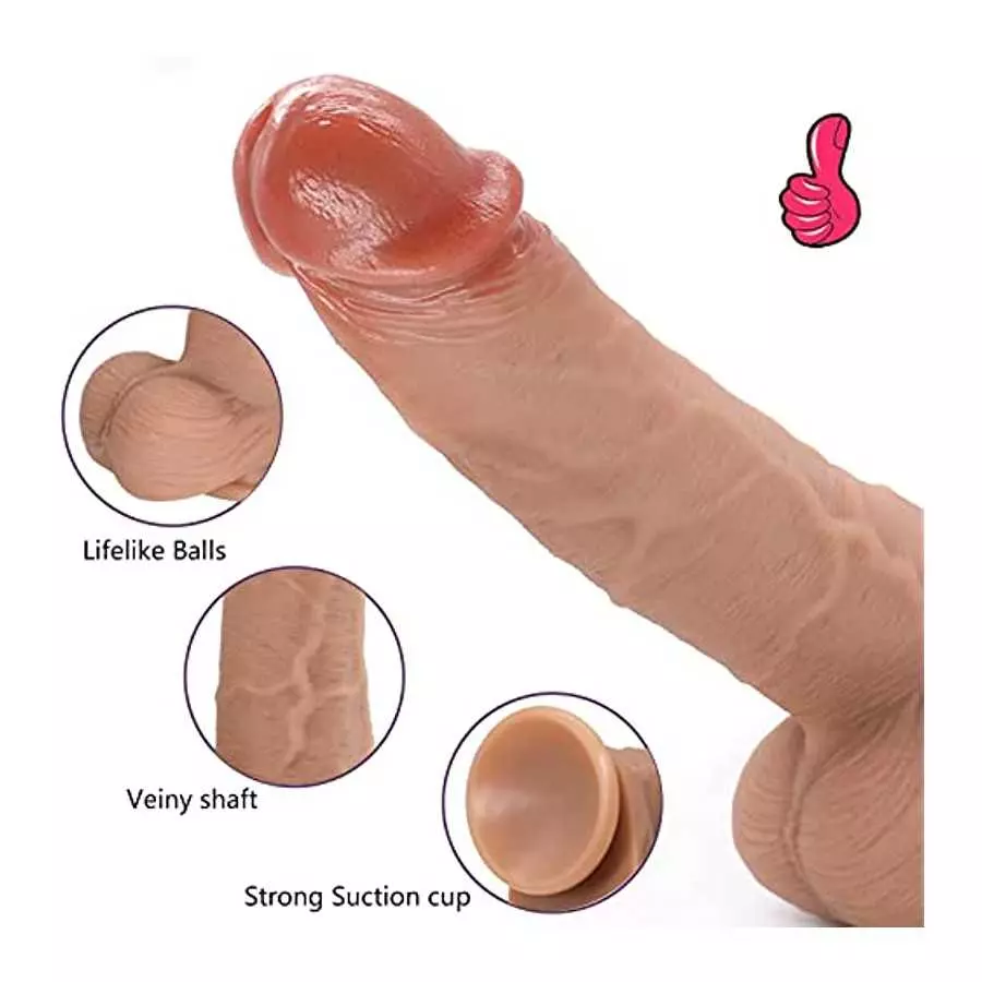 Huge Realistic Dildo with Strong Suction Cups, 9"inch Silicone Thick Dildo for Hands-Free Play, Soft and Skin-Friendly for Vagin