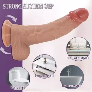 Huge Realistic Dildo with Strong Suction Cups, 9"inch Silicone Thick Dildo for Hands-Free Play, Soft and Skin-Friendly for Vagin