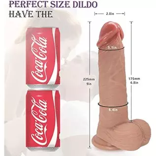 Huge Realistic Dildo with Strong Suction Cups, 9"inch Silicone Thick Dildo for Hands-Free Play, Soft and Skin-Friendly for Vagin