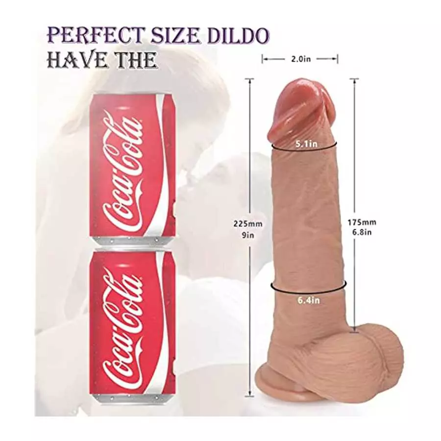 Huge Realistic Dildo with Strong Suction Cups, 9"inch Silicone Thick Dildo for Hands-Free Play, Soft and Skin-Friendly for Vagin