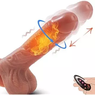 8.5" Masturbation Dildo for Women with Remote Control, Retractable, Vibrating, Remote Control Heating Realistic Dildo, Silicone 