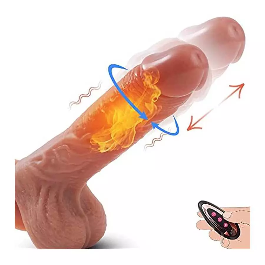 8.5" Masturbation Dildo for Women with Remote Control, Retractable, Vibrating, Remote Control Heating Realistic Dildo, Silicone 