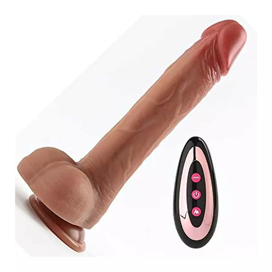 8.5" Masturbation Dildo for Women with Remote Control, Retractable, Vibrating, Remote Control Heating Realistic Dildo, Silicone 