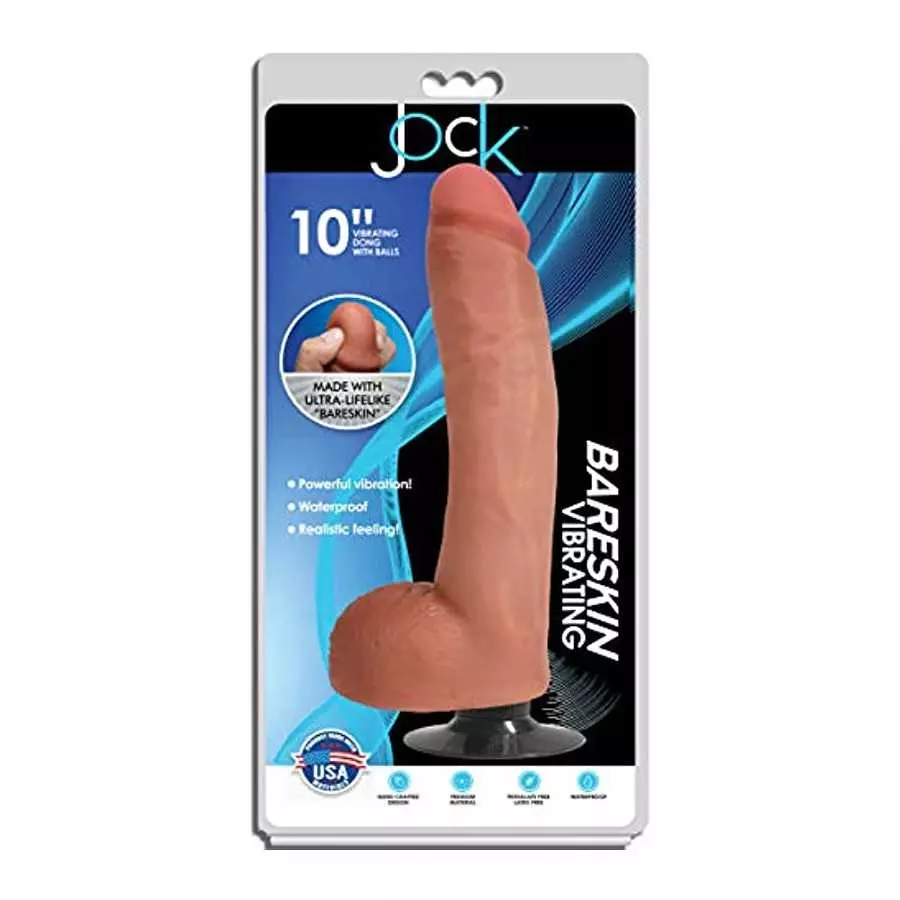 Jock Light Bareskin Vibrating Dildo with Balls - 10 Inch