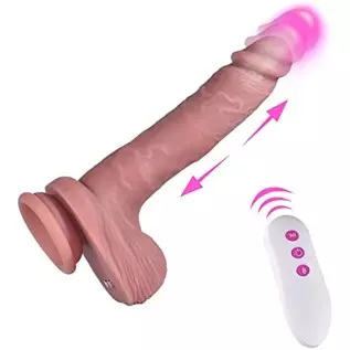 8.6'' Thrusting Realistic Silicone Dildo Vibrator Sex Toy for Women, Vibrating Heating Dildo Stimulator with Remote, Te