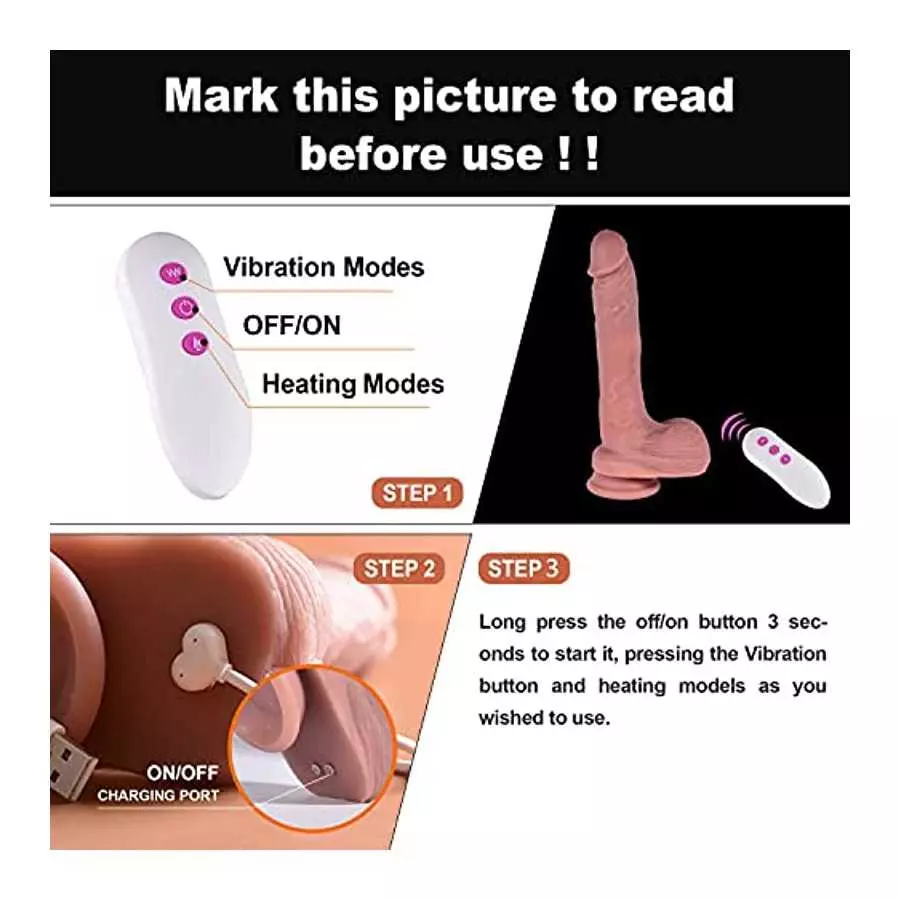 8.6'' Thrusting Realistic Silicone Dildo Vibrator Sex Toy for Women, Lifelike Vibrating Heating Dildo Stimulator with Remote, Te