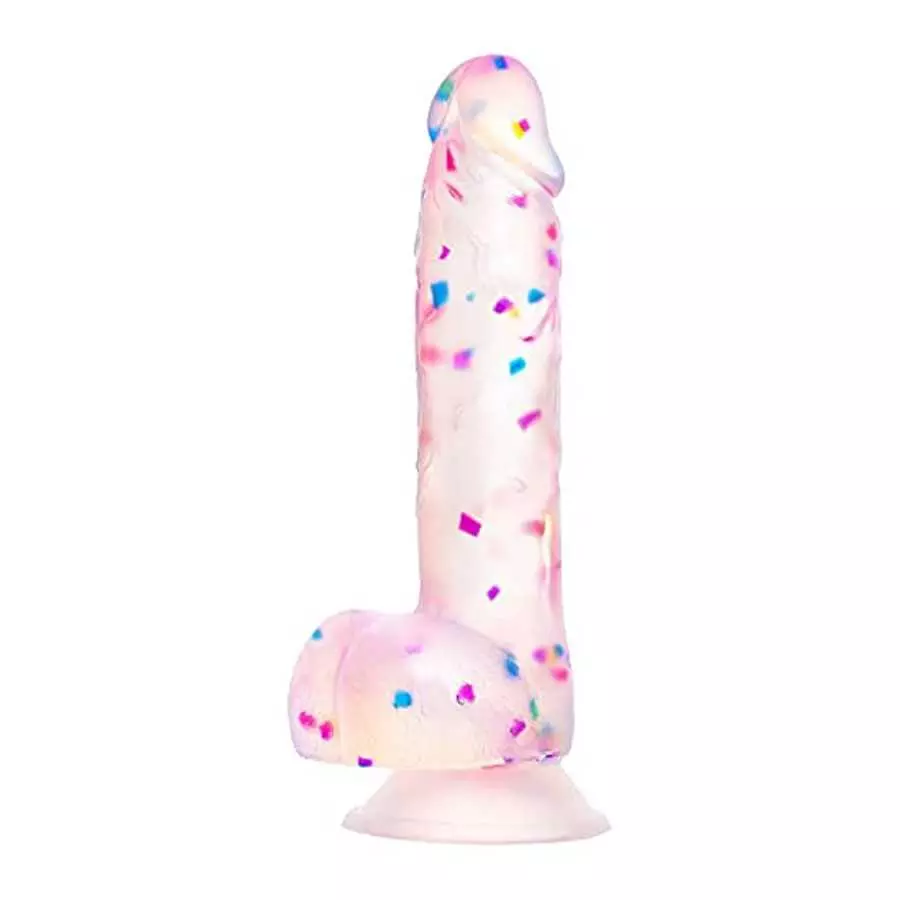 7.6 Confetti Dildo Realistic Clear Silicone Suction Cup Aldut Sex Toy，Human Safety Material, Suitable for Women/Men/Gay, Adult T