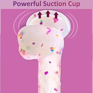 7.6 Confetti Dildo Realistic Clear Silicone Suction Cup Aldut Sex Toy，Human Safety Material, Suitable for Women/Men/Gay, Adult T