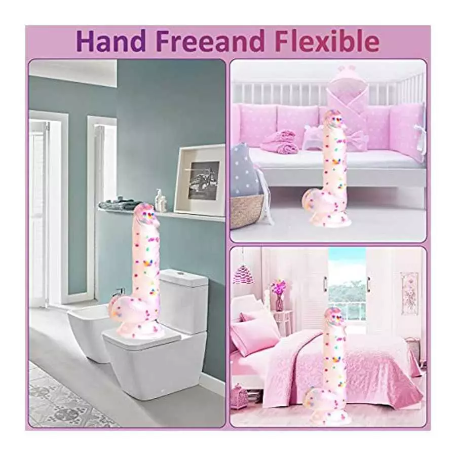 7.6 Confetti Dildo Realistic Clear Silicone Suction Cup Aldut Sex Toy，Human Safety Material, Suitable for Women/Men/Gay, Adult T