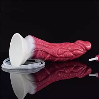 +7sueflly 9.05'' Liquid Silicone Dildo Squirting Dildo, Realistic Animal Ejaculating Dildo with Strong Suction Cup, Monster Dild