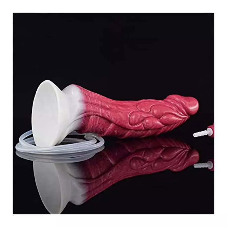 +7sueflly 9.05'' Liquid Silicone Dildo Squirting Dildo, Realistic Animal Ejaculating Dildo with Strong Suction Cup, Monster Dild