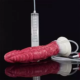 +7sueflly 9.05'' Liquid Silicone Dildo Squirting Dildo, Realistic Animal Ejaculating Dildo with Strong Suction Cup, Monster Dild