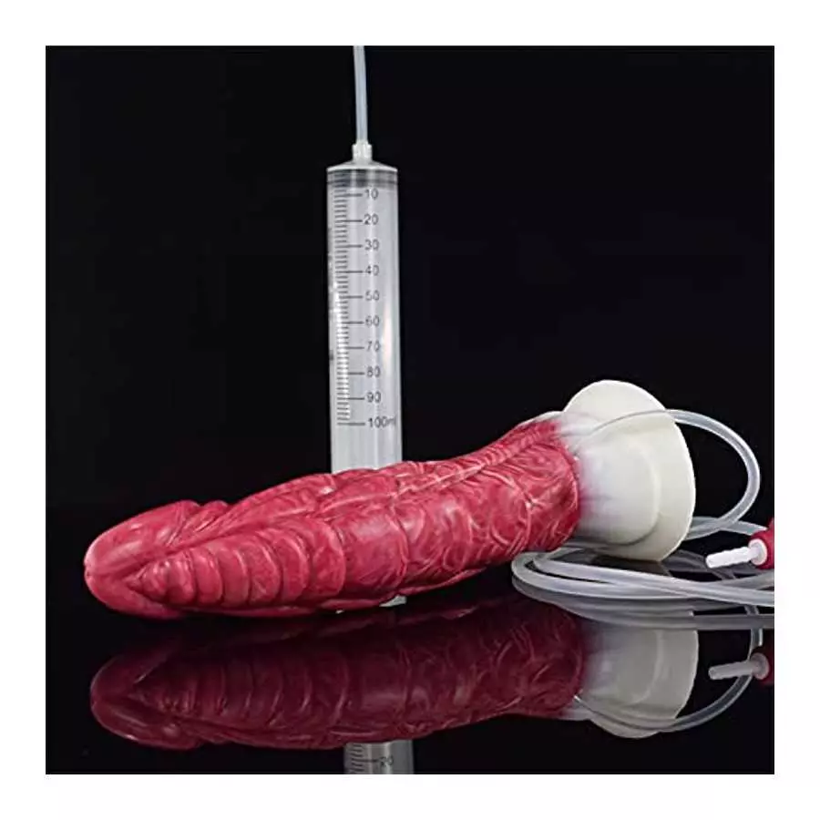 +7sueflly 9.05'' Liquid Silicone Dildo Squirting Dildo, Realistic Animal Ejaculating Dildo with Strong Suction Cup, Monster Dild