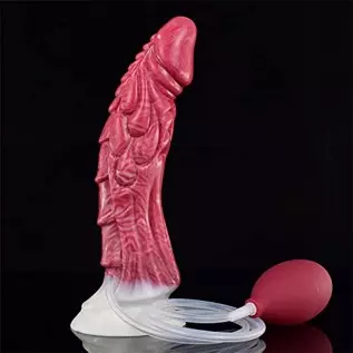 +7sueflly 9.05'' Liquid Silicone Dildo Squirting Dildo, Realistic Animal Ejaculating Dildo with Strong Suction Cup, Monster Dild