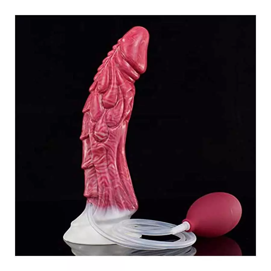 +7sueflly 9.05'' Liquid Silicone Dildo Squirting Dildo, Realistic Animal Ejaculating Dildo with Strong Suction Cup, Monster Dild