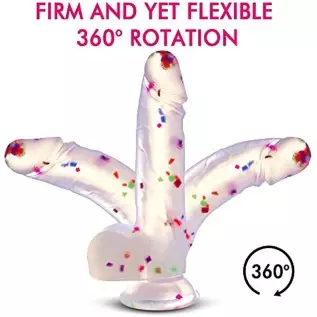 7.87 Inches Realistic Dildo with Powerful Suction Cup, Adorime Confetti Silicone Crystal Clear G-Spot Vaginal Lifelike Dildo, Wa