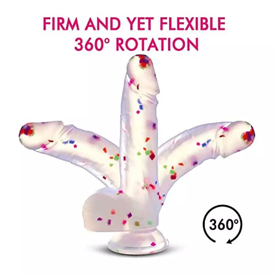 7.87 Inches Realistic Dildo with Powerful Suction Cup, Adorime Confetti Silicone Crystal Clear G-Spot Vaginal Lifelike Dildo, Wa