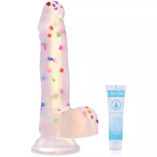 7.87 Inches Realistic Dildo with Powerful Suction Cup, Adorime Confetti Silicone Crystal Clear G-Spot Vaginal Lifelike Dildo, Wa