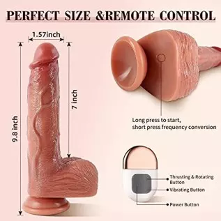 Realistic Dildo Vibrator for Women, 9.8" Vibrating Dildo for G Spot Dildo with 3 Thrusting & 5 Vibration Sex Toy for Women and M Realistic Dildo Vibrator for Women, 9.8" Vibrating Dildo for G Spot Dildo with 3 Thrusting & 5 Vibration Sex Toy for Women and M