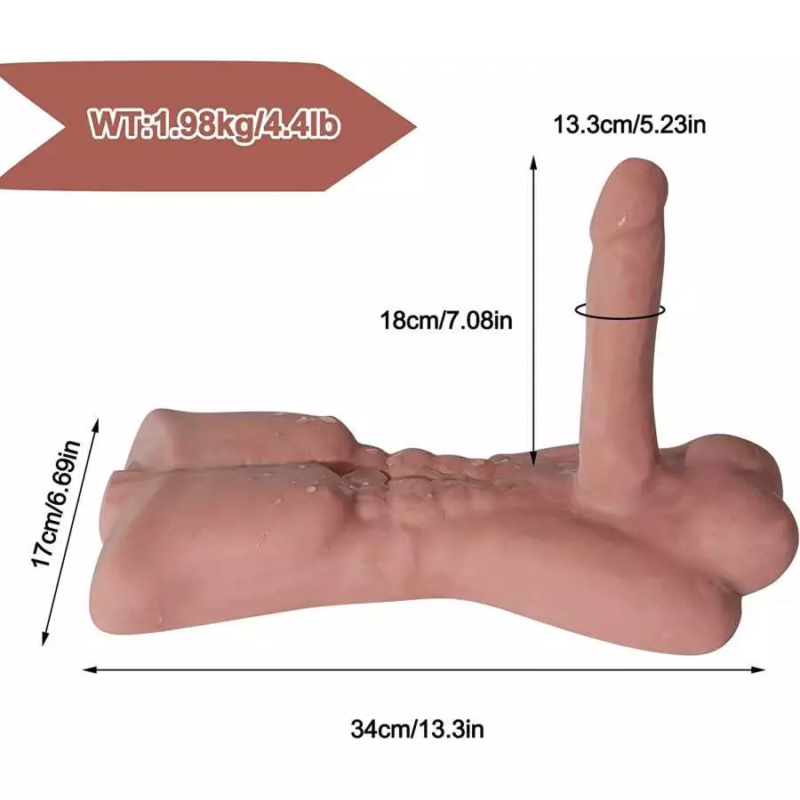 Torso Sex Doll with Realistic Dildo for Women, G-Spot Male Torso Love Doll Female Toy for Pleasure, Couple Unisex Masturbation S