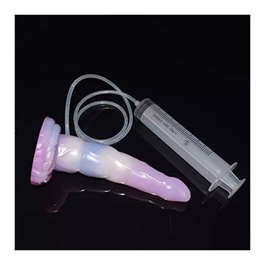 Realistic Ejaculating Squirting Dildo with Suction Cup, Knotted Dildos with Balls, Silicone Animal Dildo, Flexible Huge Dildo, A