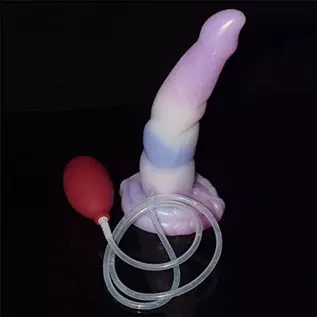 Realistic Ejaculating Squirting Dildo with Suction Cup, Knotted Dildos with Balls, Silicone Animal Dildo, Flexible Huge Dildo, A